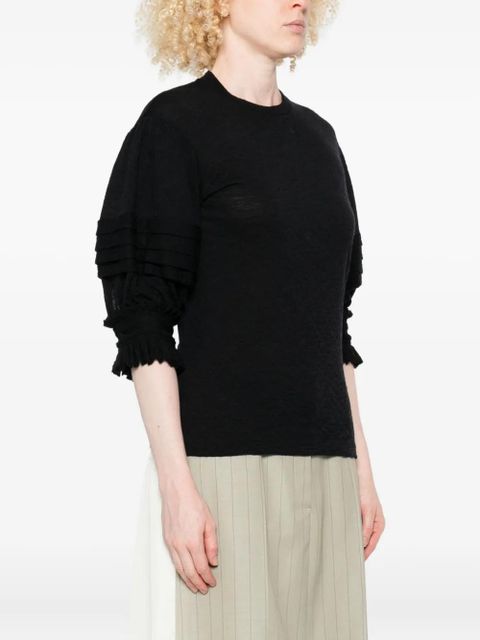 Jil Sander pleated-sleeve top - Black
