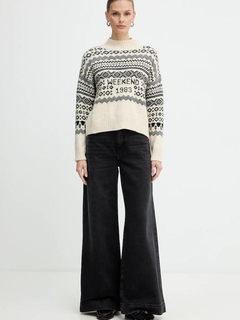 Weekend Max Mara sweter z dodatkiem wełny BRIOSO damski kolor beżowy z półgolfem 2525366053600