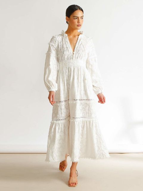 IXIAH AUSTRALIA - Biała sukienka z bawełny Folkkye