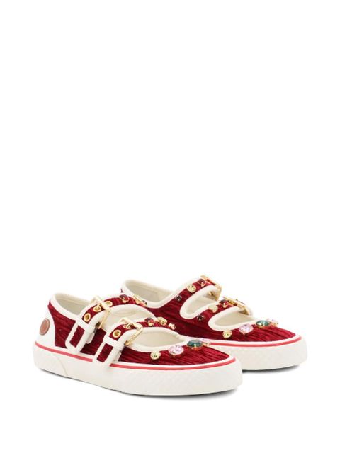 Valentino Garavani jewel-embellished buckle sneakers - Red - zdjęcie produktu nr 2