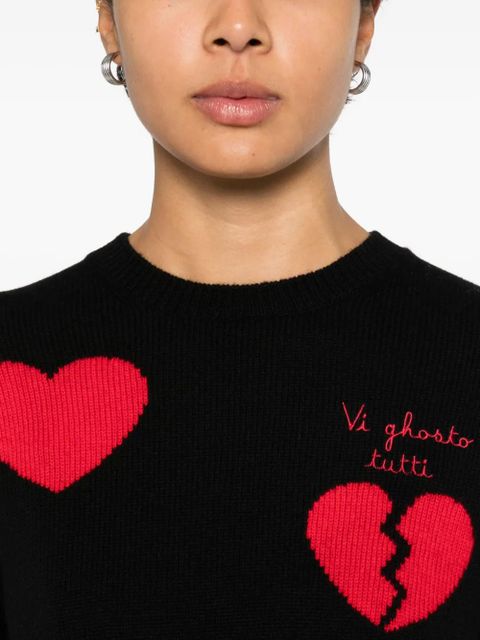 MC2 Saint Barth New Queen heart-motif embroidered sweater - Black