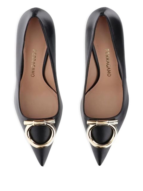 Ferragamo 70mm Maxi Gancini leather pumps - Black