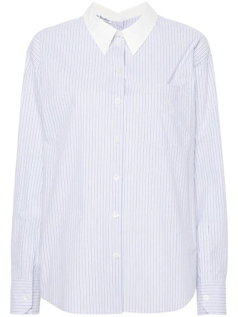 Acne Studios logo-embroidered striped button-up shirt - Blue - zdjęcie produktu nr 1