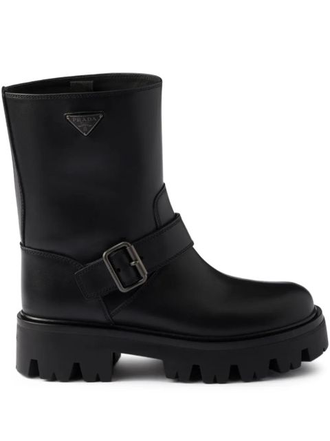 Prada buckle-fastening lug-sole boots - Black - zdjęcie produktu nr 1