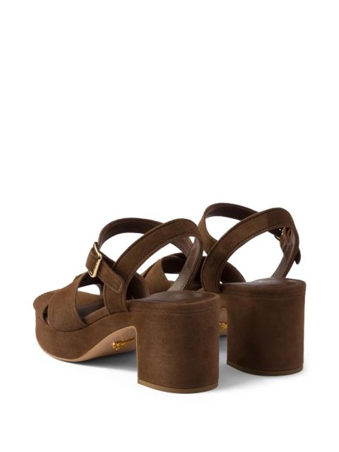 Prada criss-cross platform sandals - Brown
