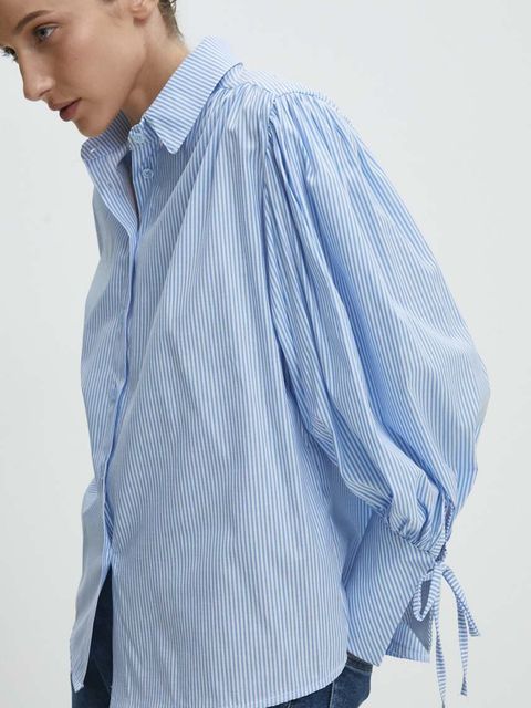 Answear.LAB koszula bawełniana damska kolor niebieski relaxed z kołnierzykiem klasycznym