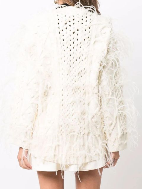 Valentino Garavani feather-embellished wool jumper - Neutrals