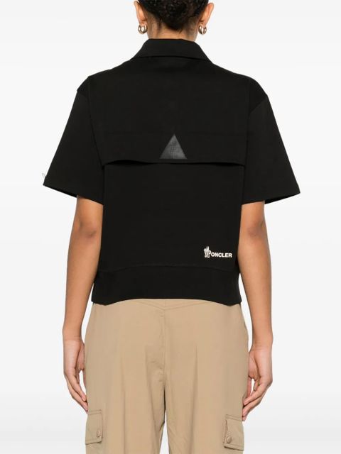 Moncler Grenoble logo-patch cotton polo shirt - Black