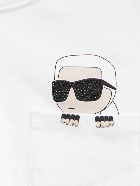 Karl Lagerfeld t-shirt bawełniany IKON damski kolor biały A1W17100