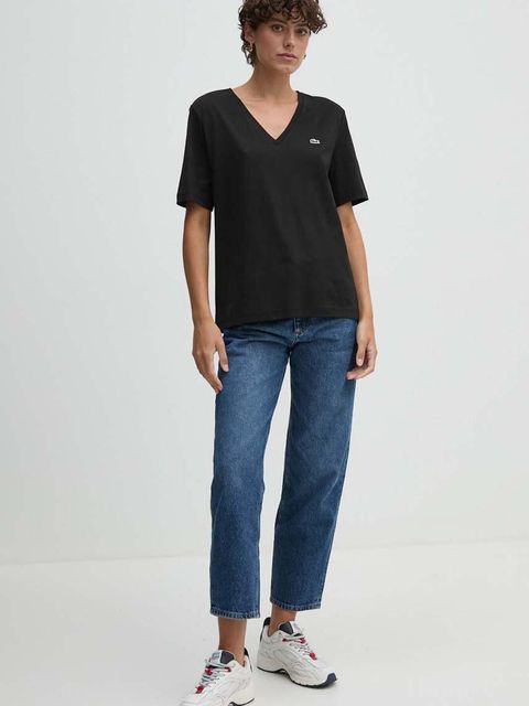 Lacoste t-shirt bawełniany damski kolor czarny - zdjęcie produktu nr 2