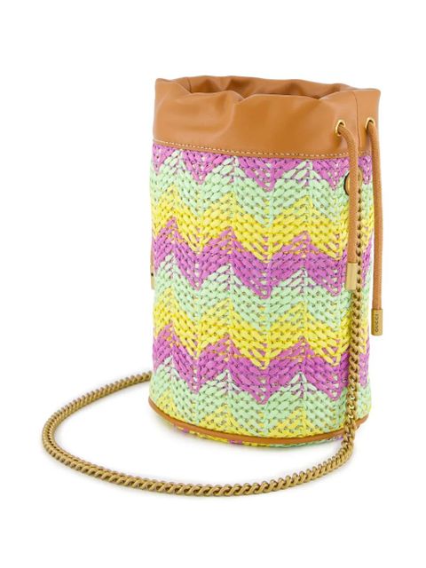 Gucci mini GG Marmont chevron-knit bucket bag - Brown