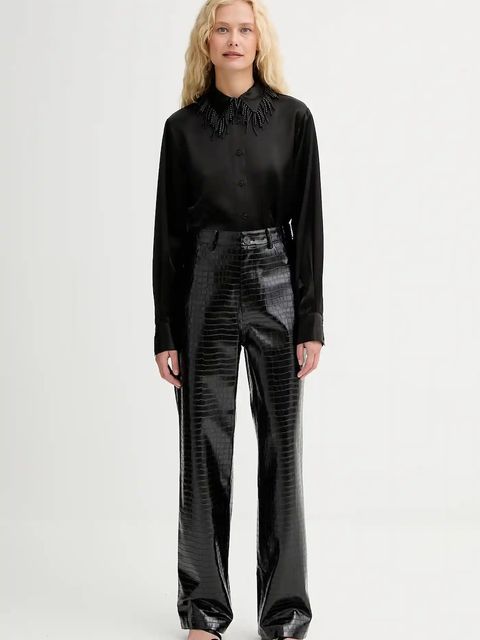 ISABELLE BLANCHE koszula damska kolor czarny regular z kołnierzykiem klasycznym IS25FW-C079-T008