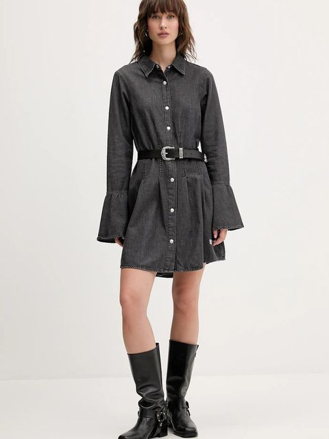 Karl Lagerfeld Jeans sukienka jeansowa kolor szary mini rozkloszowana A4W13003 - zdjęcie produktu nr 2