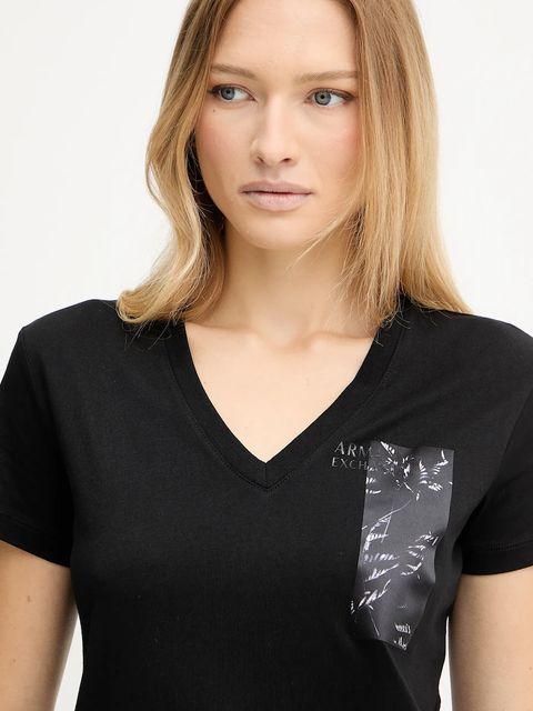 Armani Exchange t-shirt bawełniany damski kolor czarny XW001358 AF10356