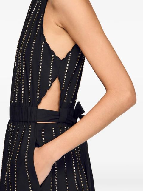SANDRO rhinestone-embellished dress - Black