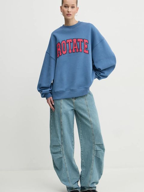 Rotate bluza bawełniana damska kolor niebieski z aplikacją 113427309