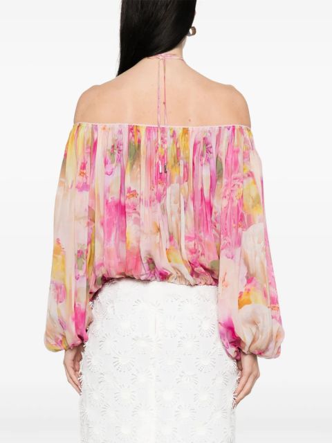 Blumarine floral-print georgette blouse - Pink