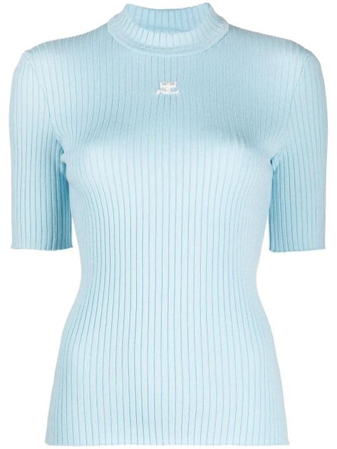 Courrèges logo-embroidered ribbed sweater - Blue - zdjęcie produktu nr 1