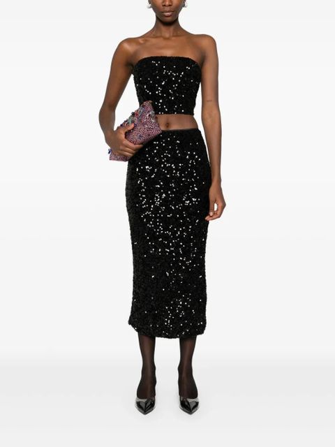 ROTATE BIRGER CHRISTENSEN sequined crop top - Black