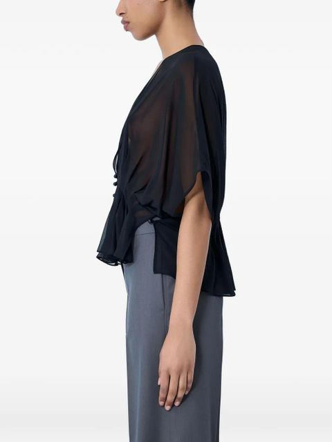 Max Mara pleated V-neck blouse - Black - zdjęcie produktu nr 2