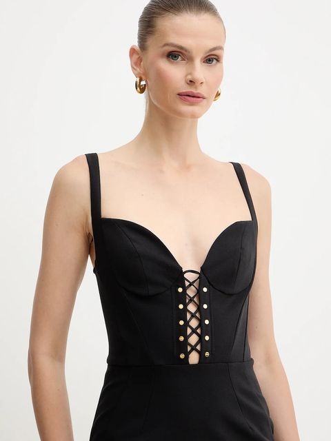 Elisabetta Franchi sukienka kolor czarny mini dopasowana AB87857E2