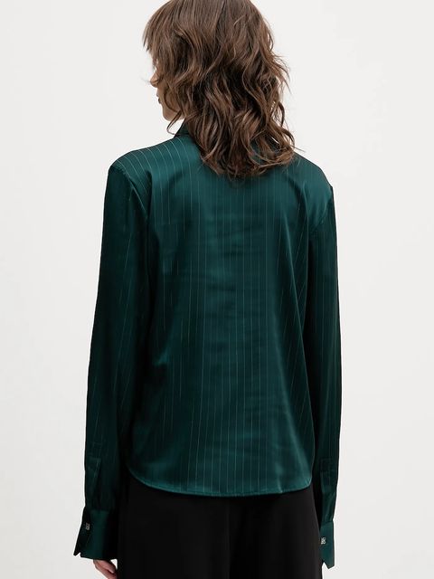 HUGO koszula damska kolor zielony regular z kołnierzykiem klasycznym 50548421