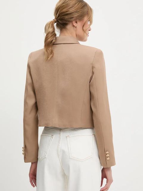 Answear.LAB marynarka kolor brązowy dwurzędowa gładka