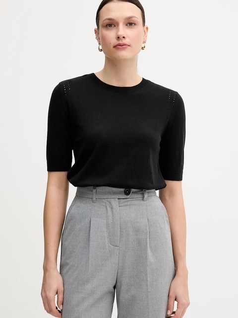 Sisley sweter z dodatkiem wełny damski kolor czarny lekki 1SBXM106L - zdjęcie produktu nr 1