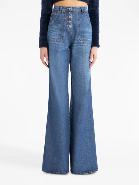 ETRO floral-embroidered flared jeans - Blue