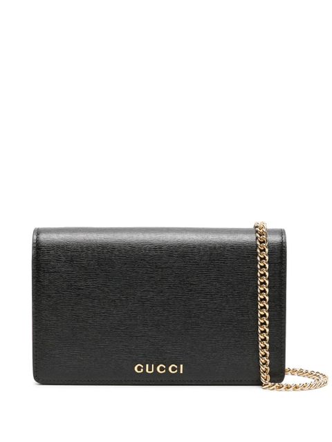 Gucci logo-lettering leather shoulder bag - Black - zdjęcie produktu nr 1