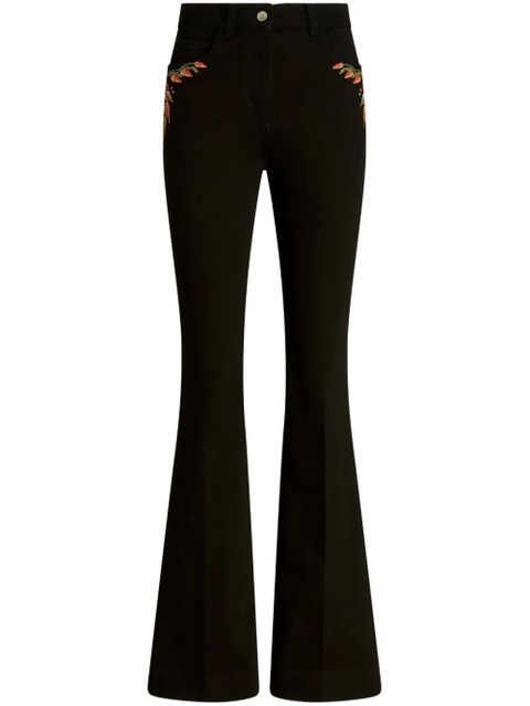 ETRO foliage-embroidered mid-rise flared jeans - Black - zdjęcie produktu nr 1