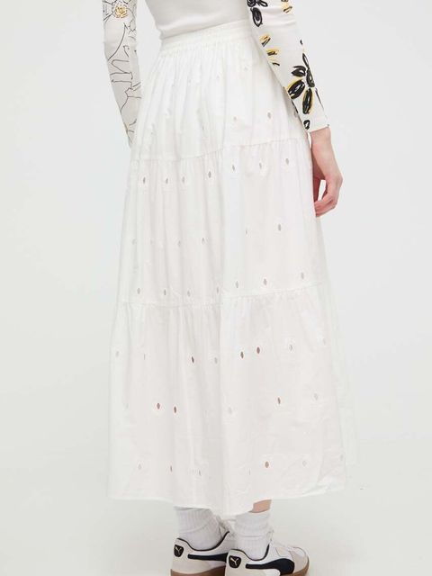 Desigual spódnica bawełniana VICENZA kolor biały maxi rozkloszowana 24SWFW05