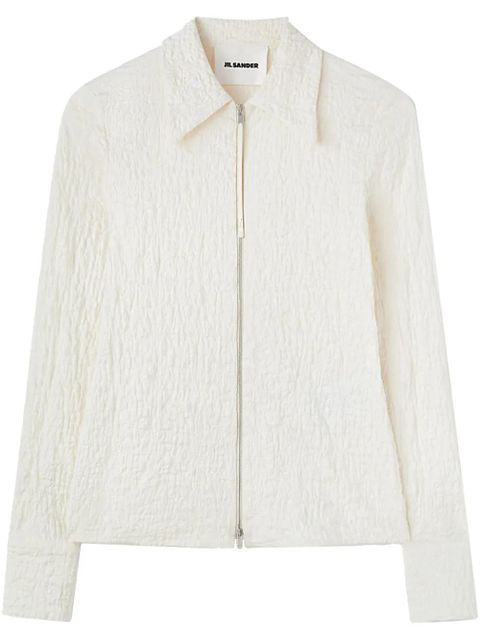 Jil Sander zip-front cloqué top - White - zdjęcie produktu nr 1