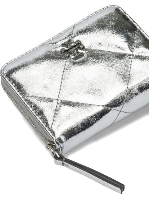 Tory Burch Kira Diamond Quilt Metallic wallet - Silver
