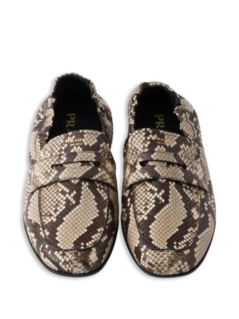 Prada Shuffle printed Ayers leather loafers - Brown