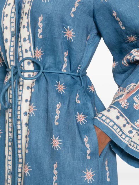 ALEMAIS Acacia patterned tie dress - Blue