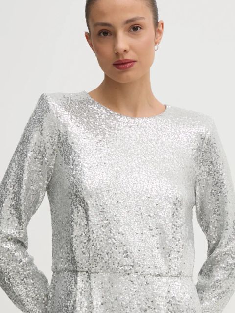 United Colors of Benetton sukienka kolor srebrny mini rozkloszowana 4RO6DV0AC