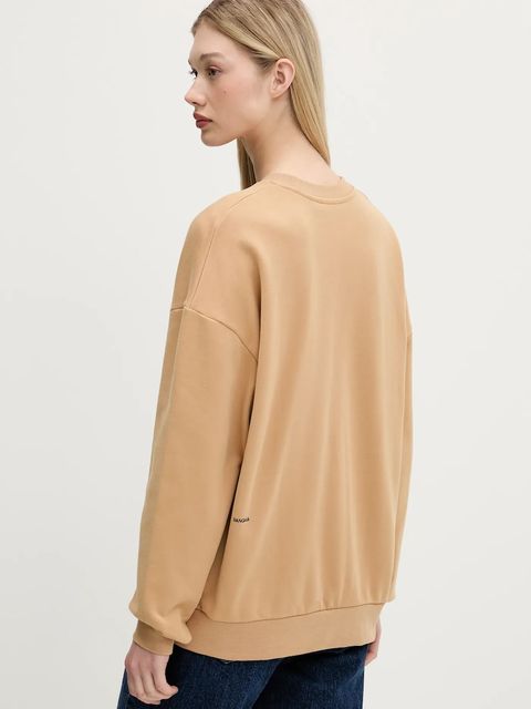 Pangaia bluza bawełniana kolor beżowy z nadrukiem 10000183