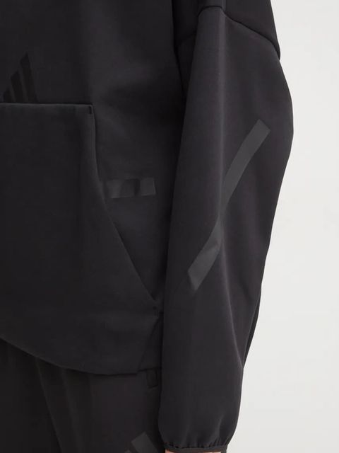 adidas bluza Z.N.E. damska kolor czarny z kapturem z nadrukiem JE7860