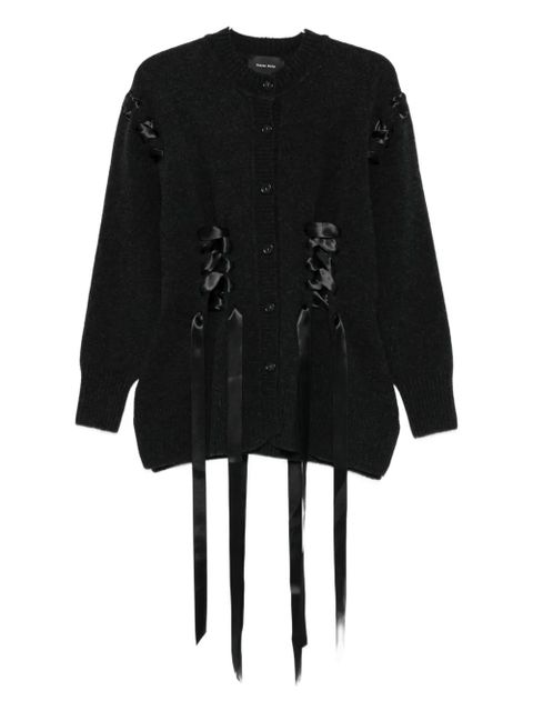 Simone Rocha ribbon-detail knitted cardigan - Grey