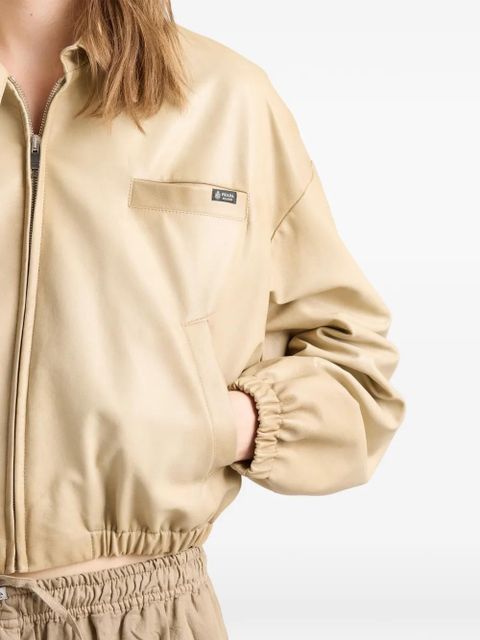 Prada cropped nappa leather jacket - Neutrals