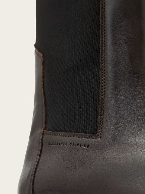 AllSaints sztyblety skórzane HALLIE BOOT damskie kolor brązowy na płaskim obcasie W115FB