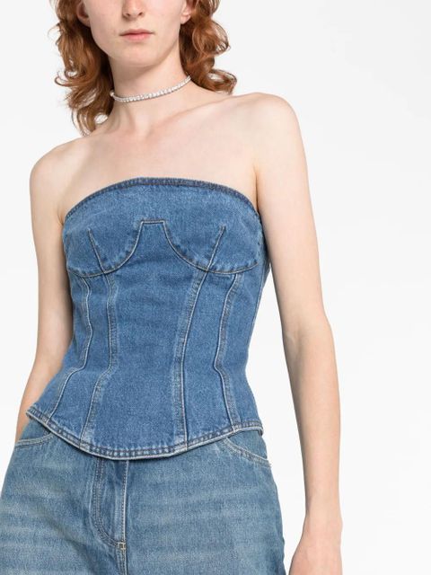 Magda Butrym strapless denim corset top - Blue
