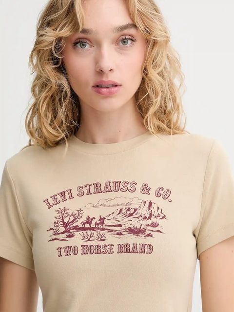 Levi's t-shirt bawełniany damski kolor beżowy A8798