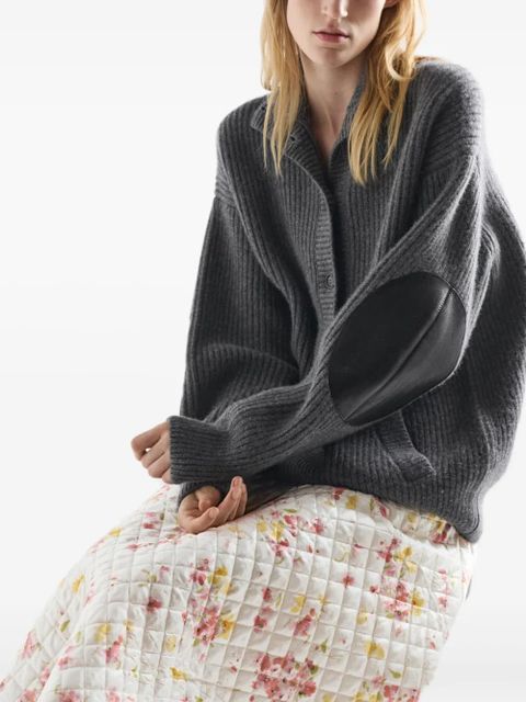 Prada floral-print quilted-satin midi skirt - White