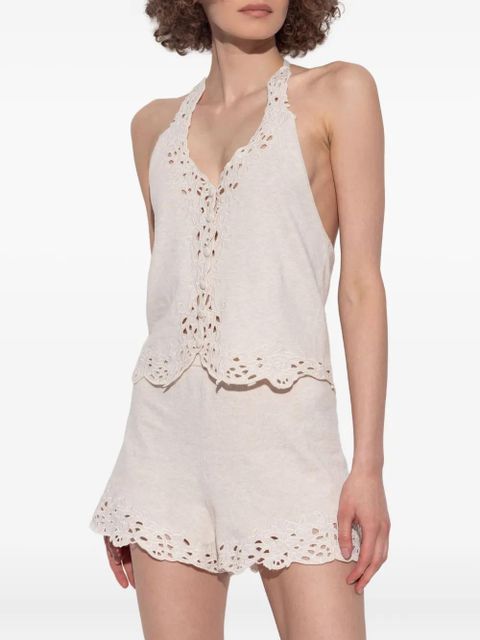 Cult Gaia embroidered button-front top - Neutrals