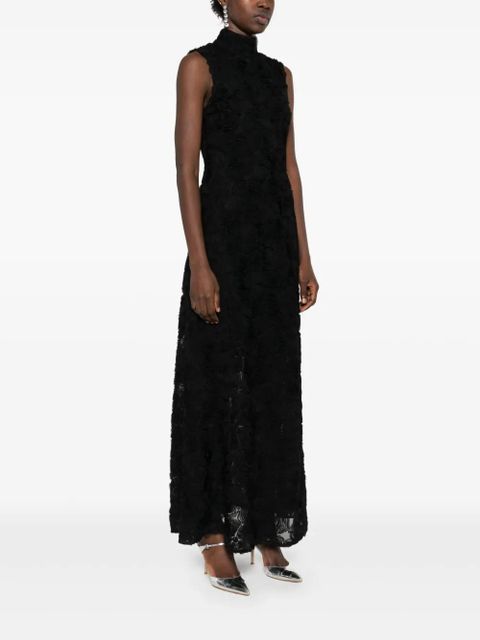 ROTATE BIRGER CHRISTENSEN flower-mesh maxi dress - Black