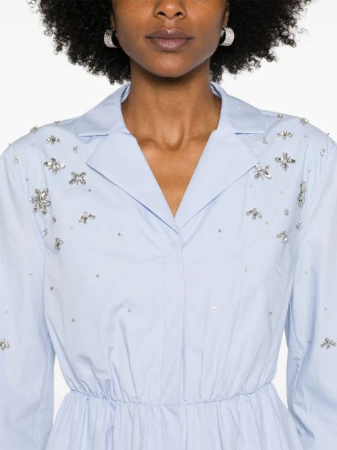 Self-Portrait crystal-embellished shirtdress - Blue