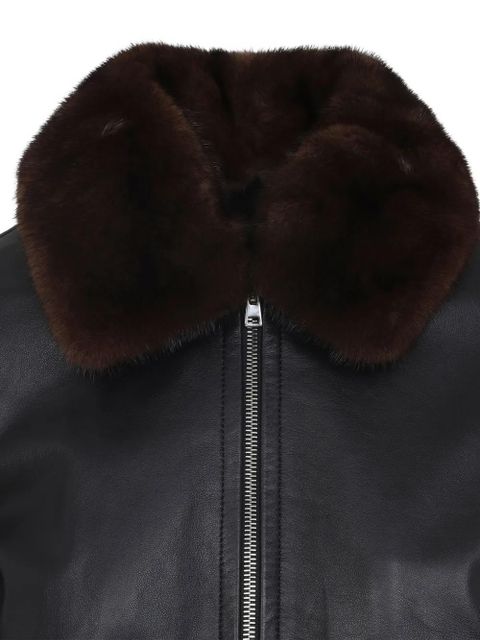 Yves Salomon faux-fur collar leather jacket - Black - zdjęcie produktu nr 2