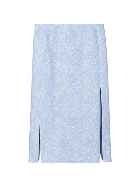 Tory Burch floral-jacquard metallic skirt - Blue - zdjęcie produktu nr 1